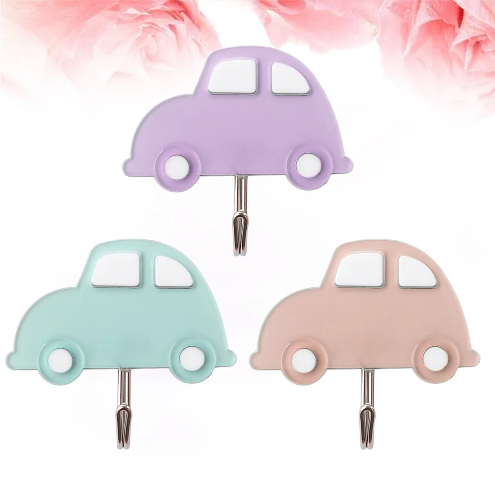 

3 PCS Wall Mounted Clothes Rack Hook Towel Adhesive Hanger Decorative Plastic Office Hooks