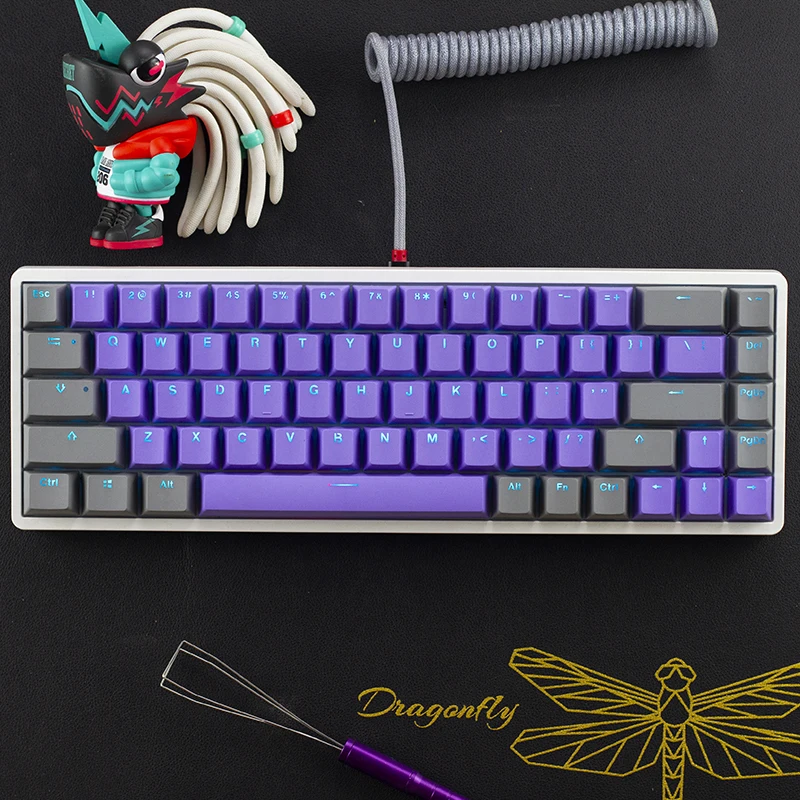 Механическая клавиатура 68 матовая прозрачная колпачок из ПБТ для клавиш