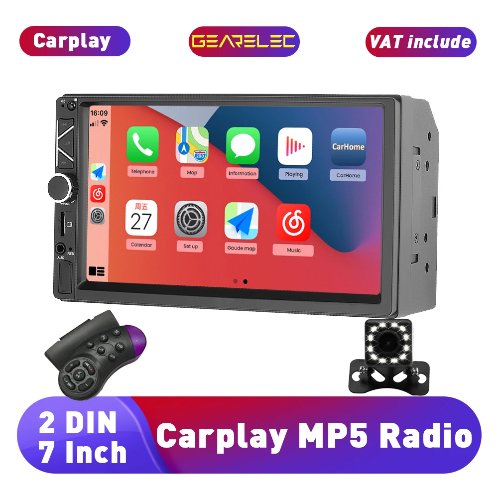 Универсальный 7-дюймовый автомобильный MP5-плеер Carplay 2 DIN Bluetooth-приемник гарнитура