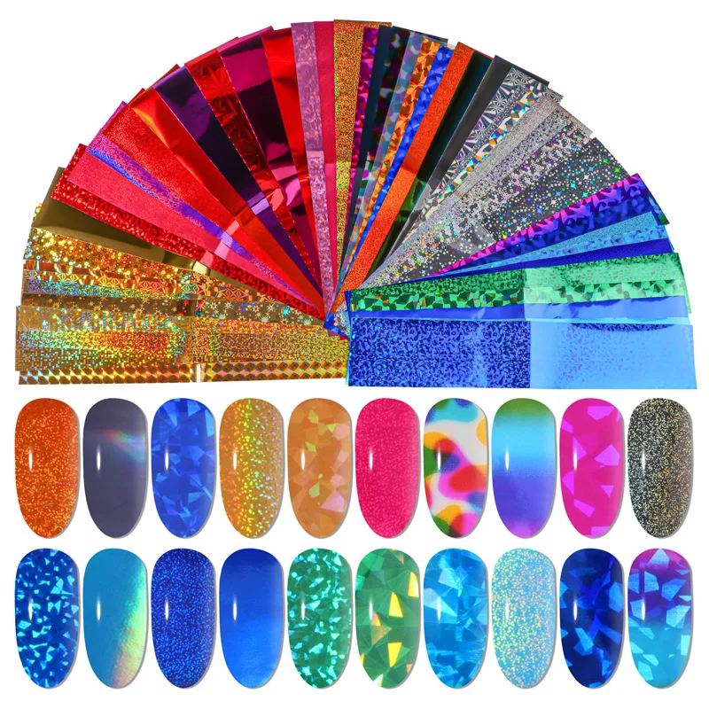 

50 Colors Charm Foils for Nail Holographic Transfer Foil Wraps Sticker Decals Starry Paper Manicure Decor Set Nail Art Tips