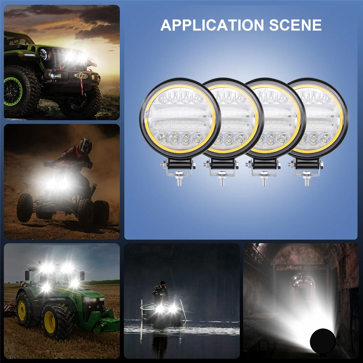 

4X LED Work Light Pods Round Spot Combo Light Fog Lamp for Off Road SUV