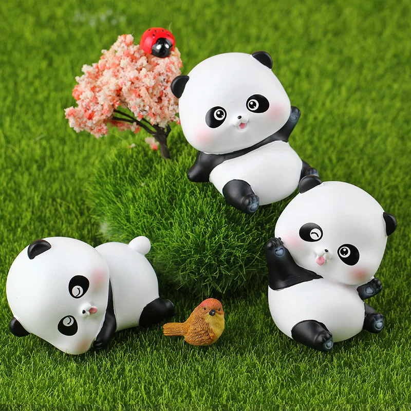 

1Pcs Lovely Panda Mini Miniatures Fairy Garden Moss Terrarium Resin Crafts Decorations Stakes Craft Desk Car Ornament Home Decor