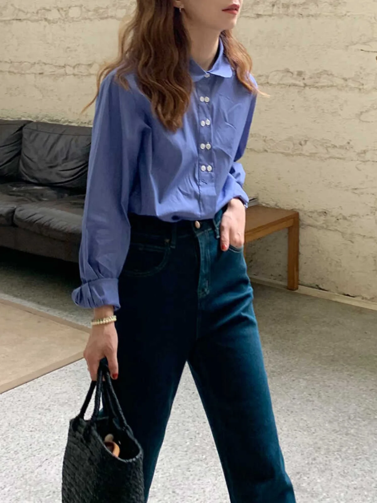 Женские двухбортные рубашки с длинными рукавами в клетку Big Blow DCN домашние