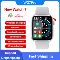 w27 pro smartwatch men support nfc siri series 7 44mm wireless charging sport waterproof smart watch split screen pin lock