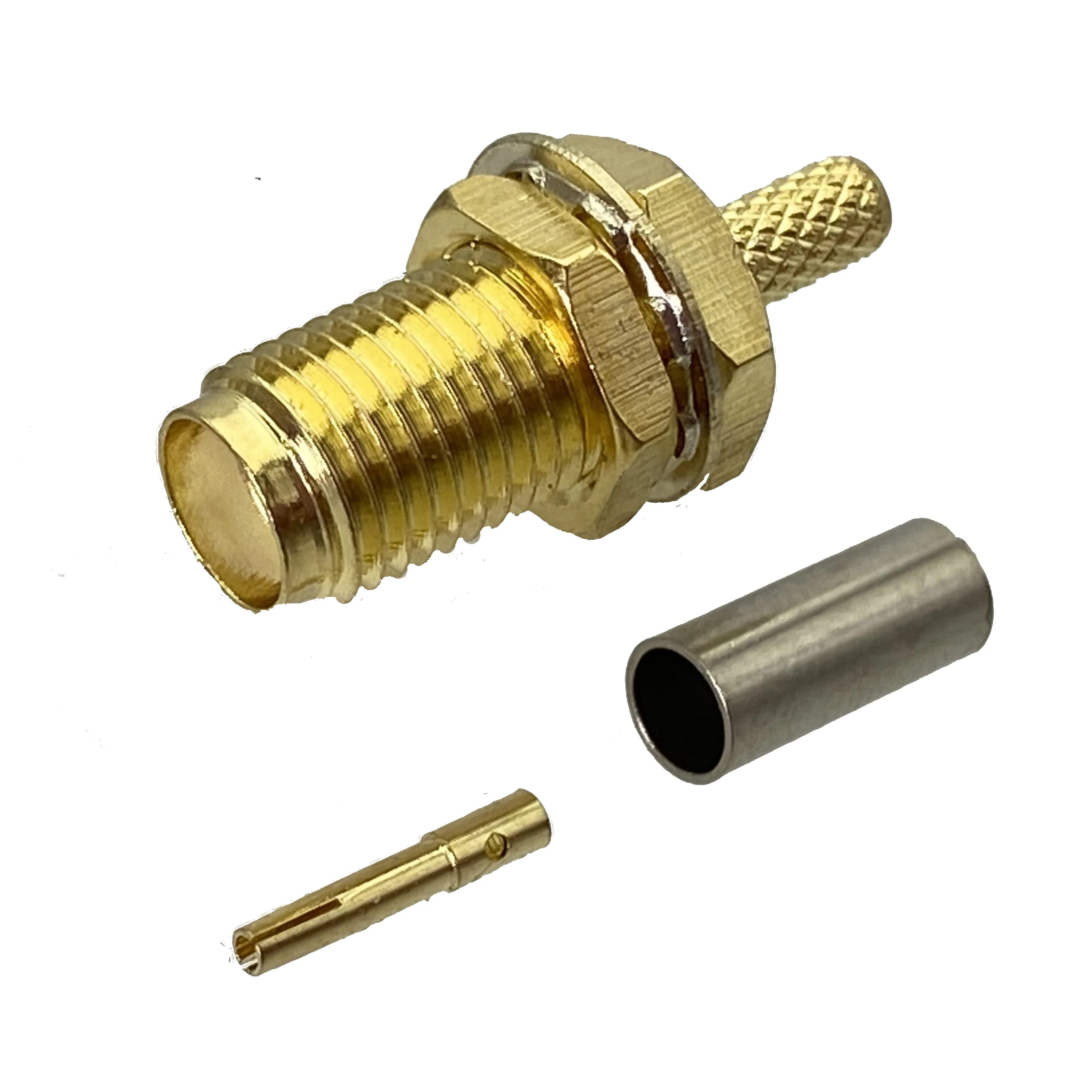 

1pcs Connector SMA Jack Female Bulkhead Nut Crimp For RG174 RG316 LMR100 Cable Straight RF Coaxial Adapter New