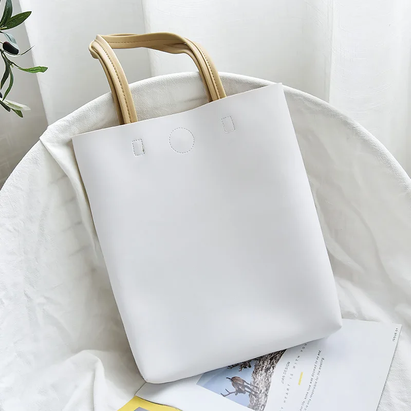 Women Shoulder Bags Large Capacity Messenger Bag Female Solid Color Soft Leather Simple Handbag PU Leisure Tote Bag