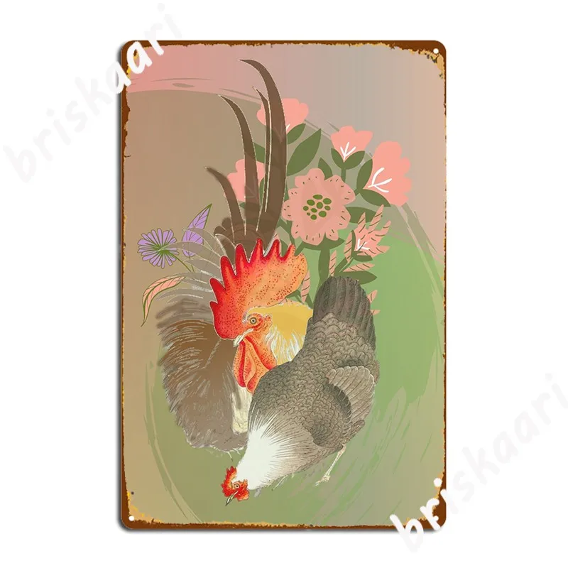 

Металлический плакат для цыплят и цветов на зеленом, коричневом и розовом бакземле