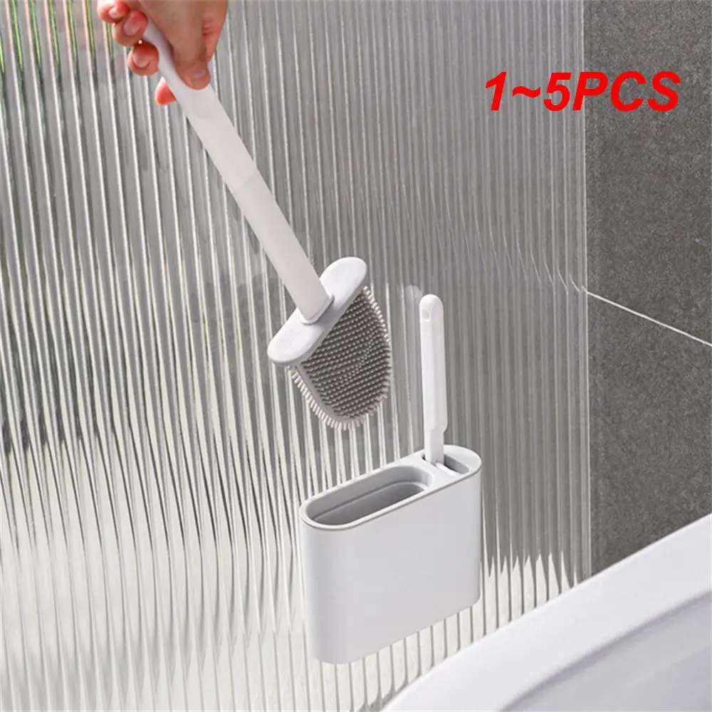 

1~5PCS Bathroom accessories Set Wall Hanging TPR Toilet Brush with Holder Set For Floor Silicone Bristles No Dead Corner