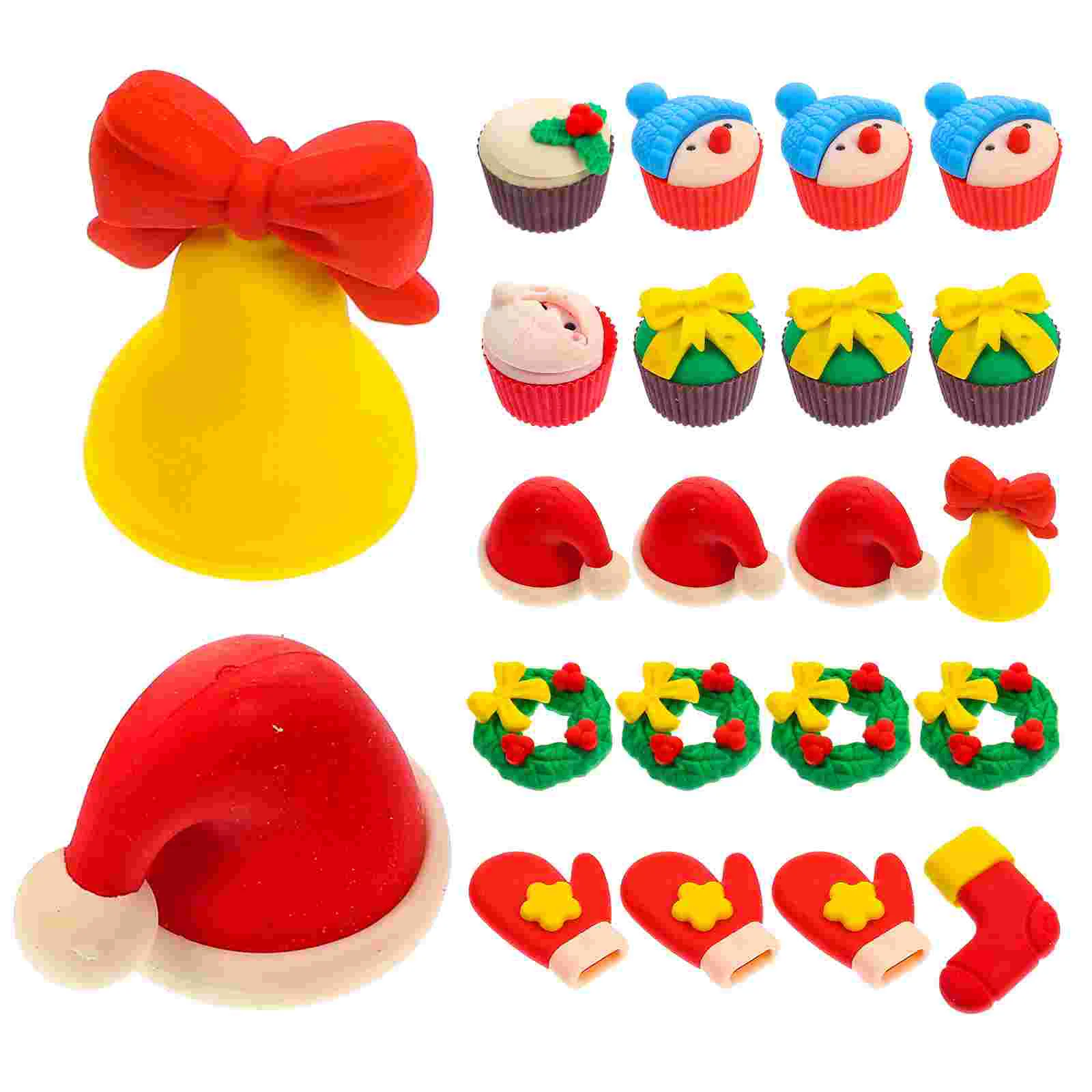 

Erasers Christmas Minieraser Kids Santagift Stationery Partyfillerdelicate Snowman Claus Novelty Students Tree Stocking Cake