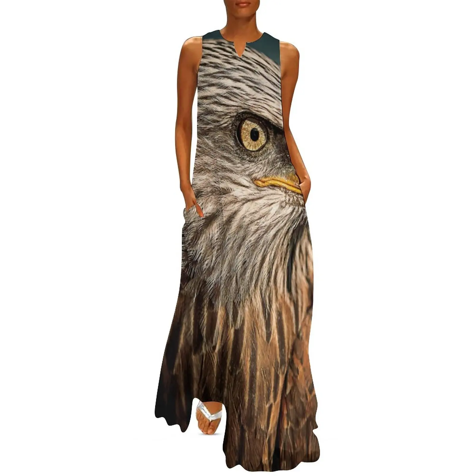 

Wild Eagle Dress Bald Eagles Animal Elegant Maxi Dress V Neck Pattern Bohemia Long Dresses Aesthetic Big Size Vestidos