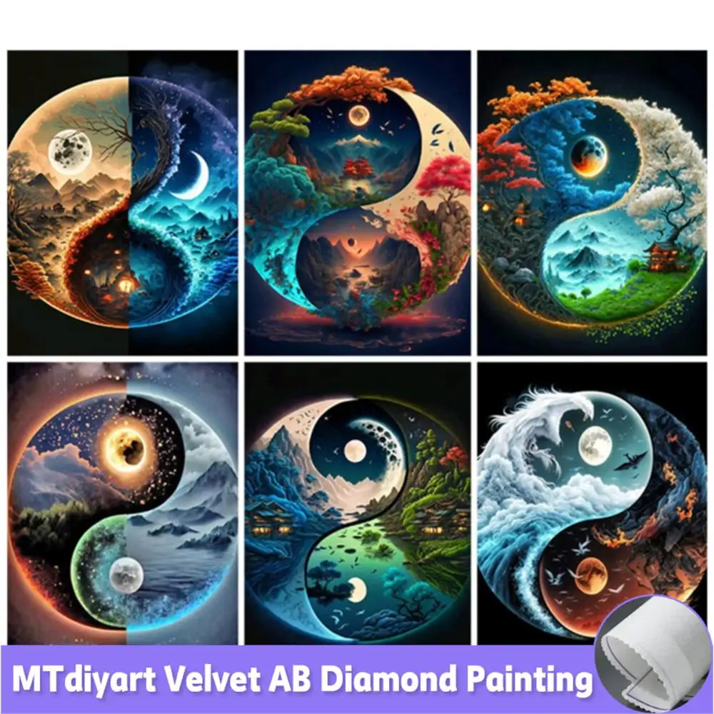 

AB DIY Diamond Painting Yin Yang Fantasy Landscape Full 5d Drills Mosaic Cross Stitch Embroidery Kit Piture Home Decoration Gift