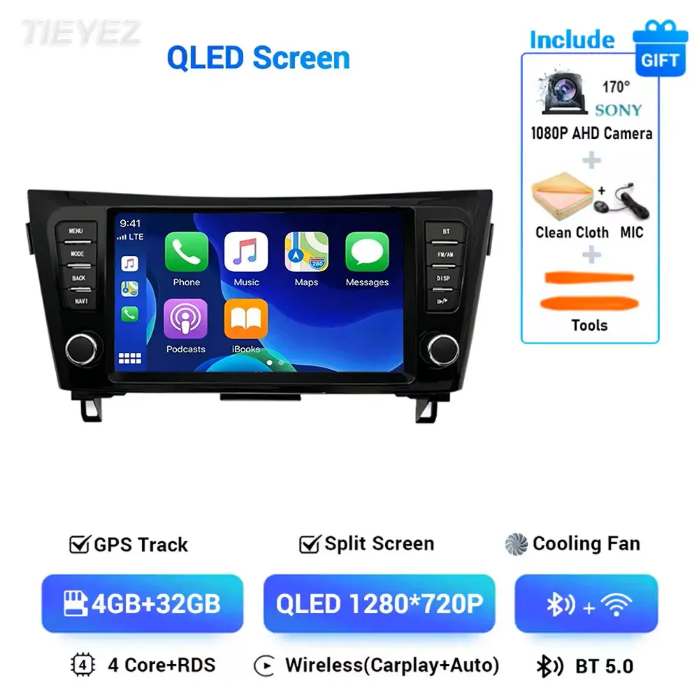 

Android 15 2K Carplay автомобильный радиоприемник мультимедиа для Nissan X-Trail J11 Qashqai 2014-2020 стерео NO 2din 4G WIFI BT DSP GPS DVD