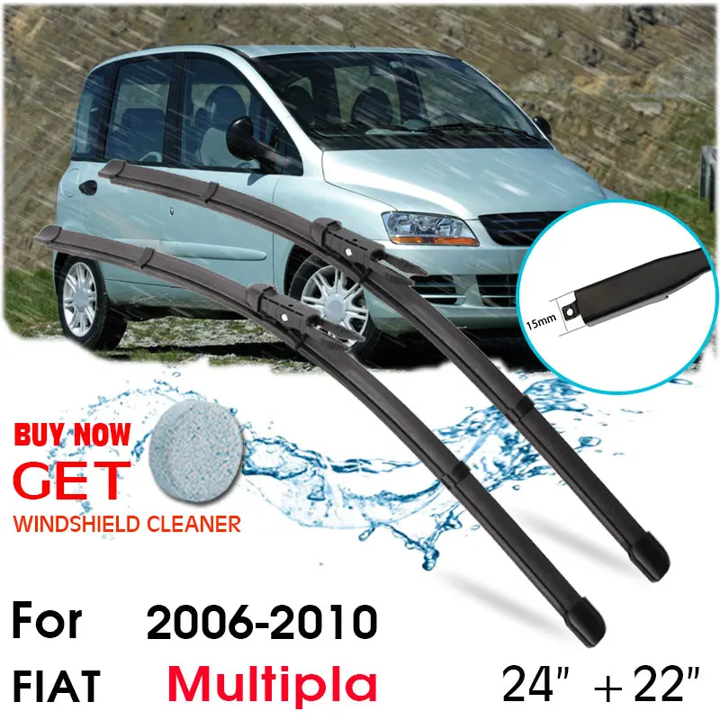 

Car Blade Front Window Windshield Rubber Silicon Refill Wiper For Fiat Multipla 2006-2010 LHD / RHD 24"+22" Car Accessories