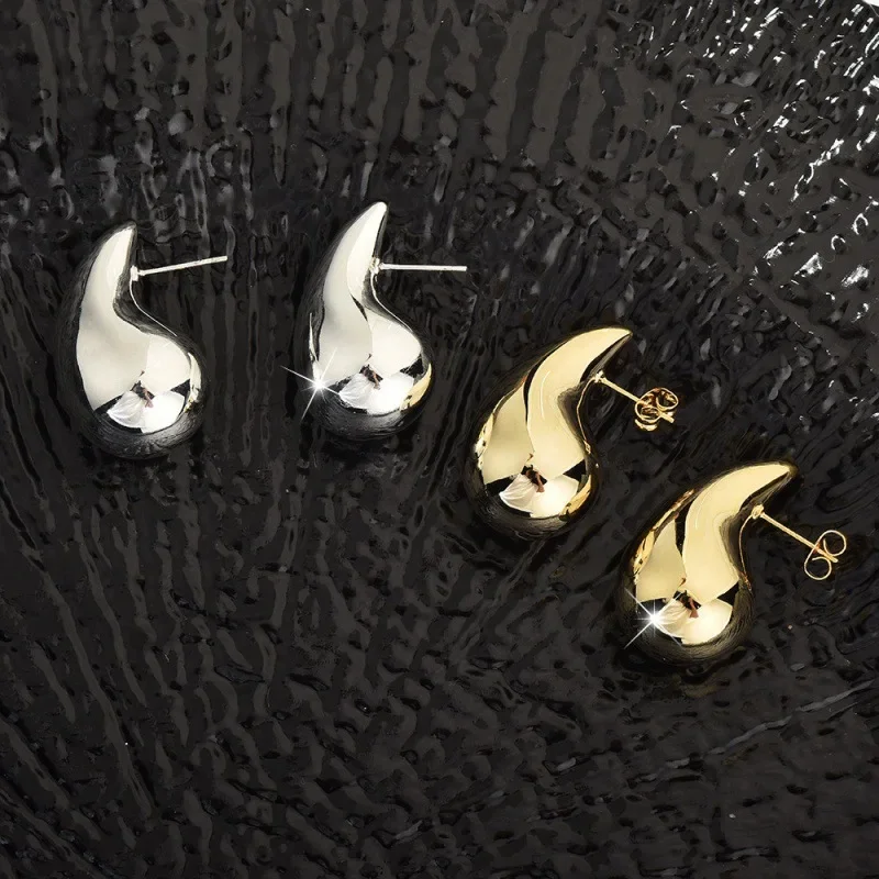 Модные новые высококачественные гладкие серьги-капли из 18-каратного золота с