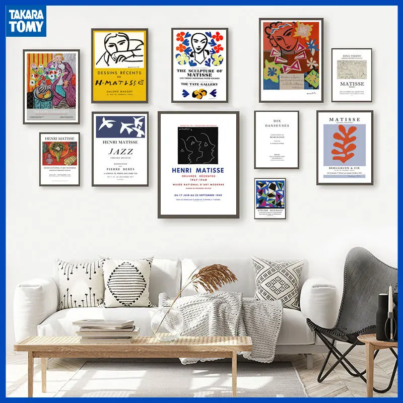 

Современные фигурки Matisse для девушек, настенная Картина на холсте с листьями, скандинавские постеры и принты для украшения гостиной