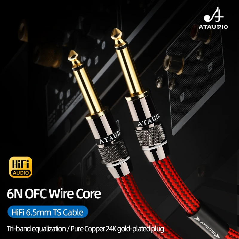 Фото Высококачественный аудиокабель HiFi 6N OFC 6,5 мм TS с балансным подключением, штекер-штекер, для усилителя, микшера, колонок. №5