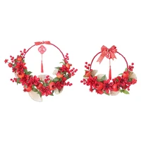 red wreath pomegranate garland wreaths decorations wall hanging ornament for front door holiday home decoration new year wedding