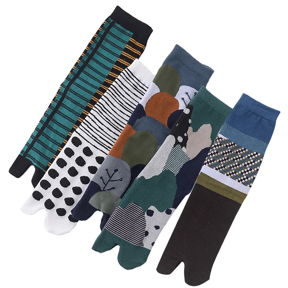 

Носки летние женские хлопковые, креативные удобные с двумя пальцами, в японском стиле, 5 пар