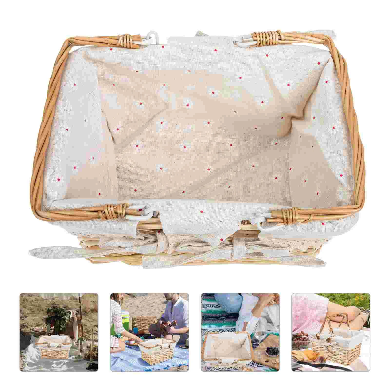 

Basket Woven Picnic Baskets Storage Wicker Rattan Flowerfruit Easter Serving Handleseagrass Gift Organizer Snack Farmhouse