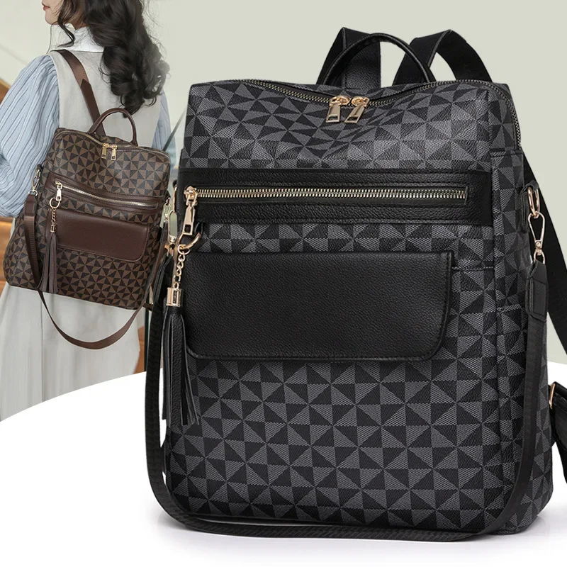 Винтажный рюкзак с цветочным принтом Вместительная дорожная сумка