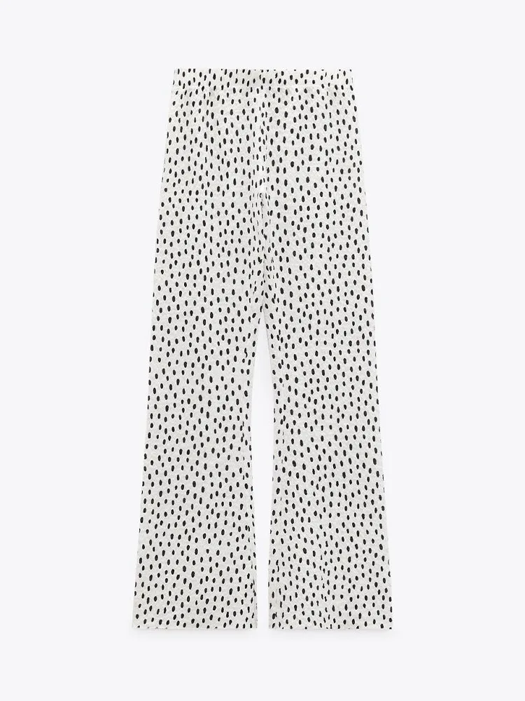 

Zach AiIsa counter quality spring and summer new women's all-match simple elastic waist high waist polka dot trousers