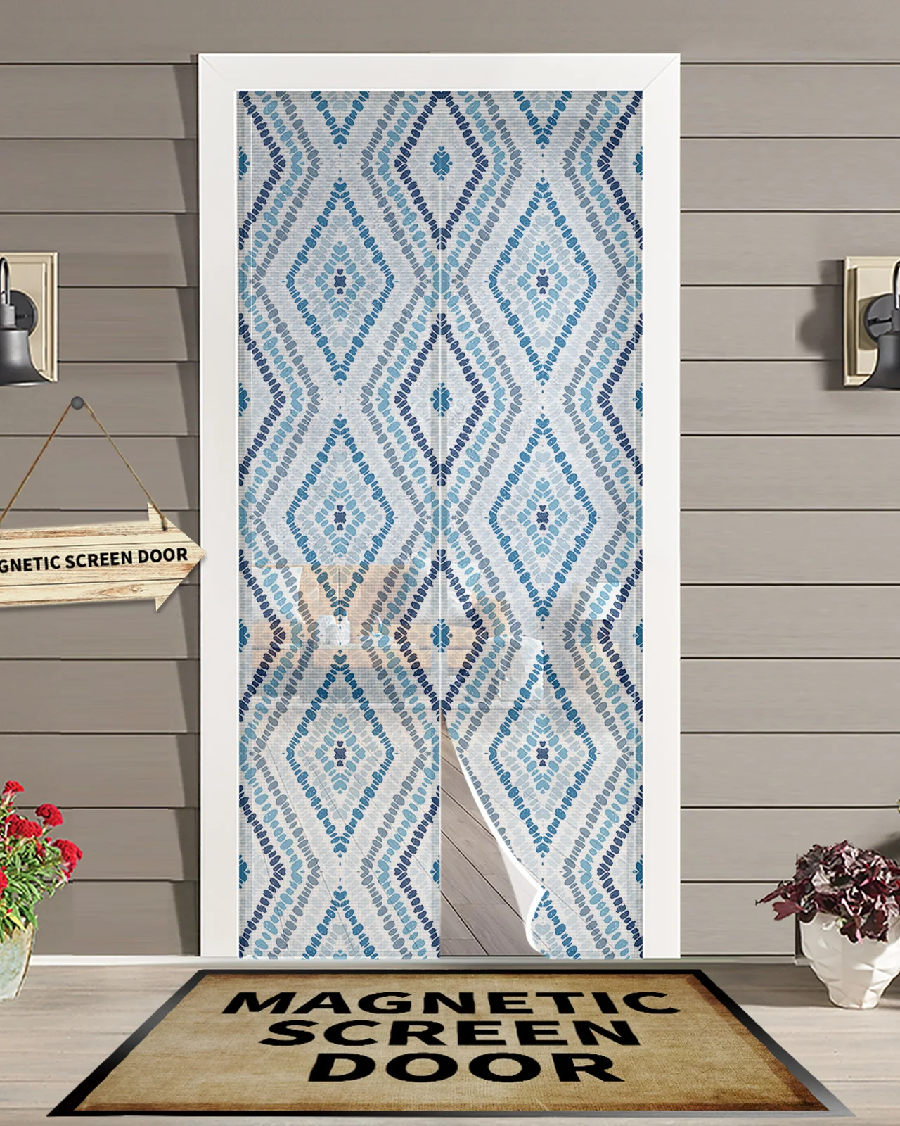 

Bohemian Ethnic Geometry Sheer Door Curtain Mosquito-proof Bedroom Magnetic Hanging Curtains Window Screen Gauze Door Curtain