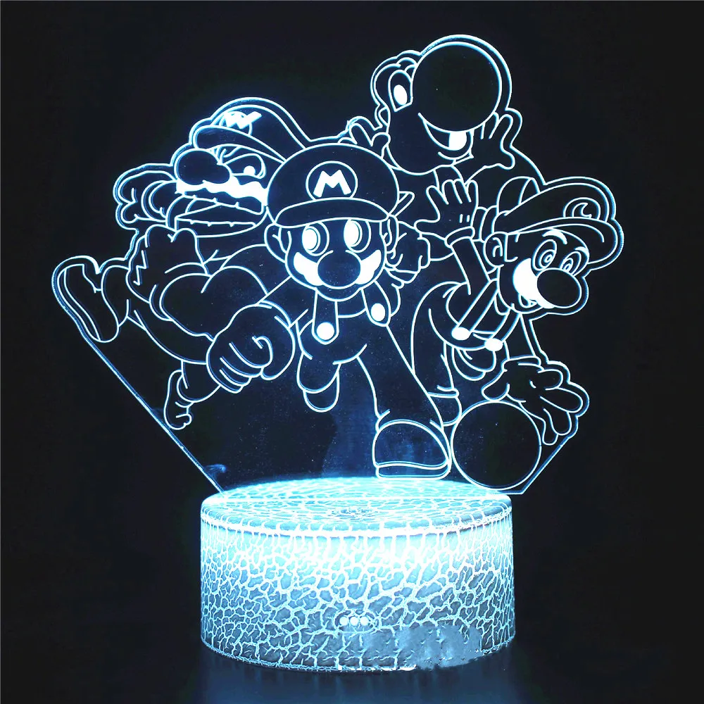 Ночник Surper Mario с 3D рисунком Светодиодный проекционный светильник датчиком