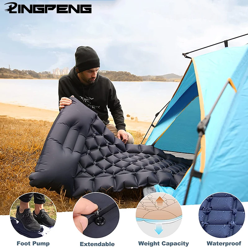 

Travel Air Mattress with Pillows Camping Sleeping Mat Folding Bed Ultralight Air Cushion Hiking Trekking