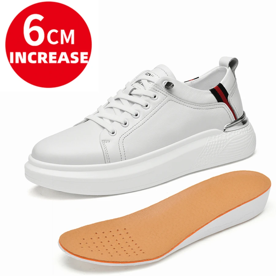 

Man Elevator Shoes Height Increase Shoes for Men Insoles 6-7cm Tall Leisure Thick Bottom New White Casual Shoes Lift Sneakers