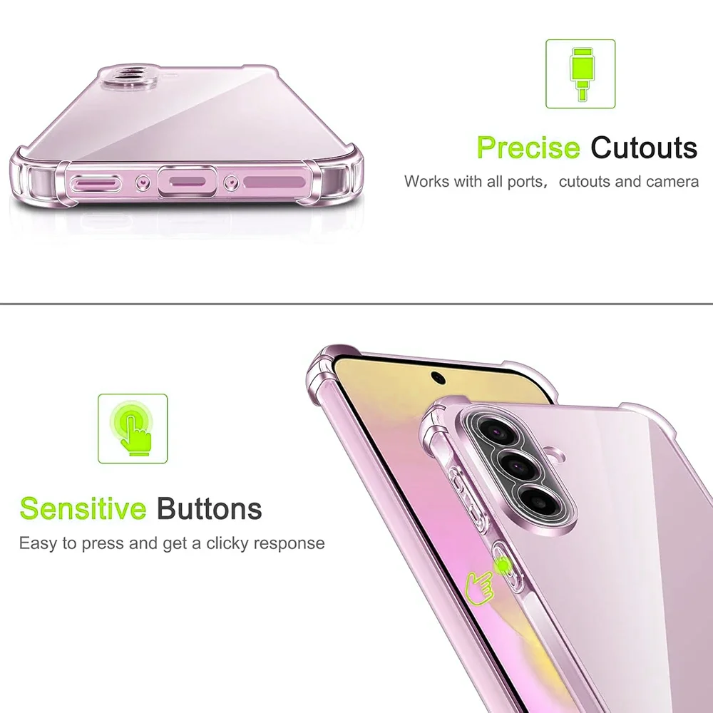 Фото Противоударный прозрачный мягкий чехол для Samsung Galaxy A57 A37 A17 A56 A36 A16 A55 A35 A15 A54 A14 4g 5g, прозрачный силиконовый чехол из ТПУ №2