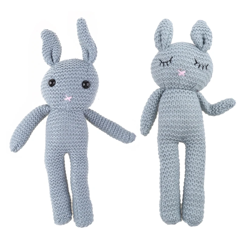 8’’ Crochet Bunny Cartoon Sleeping for DOLL Baby Favor Comfort Toy Figure Playse E65D