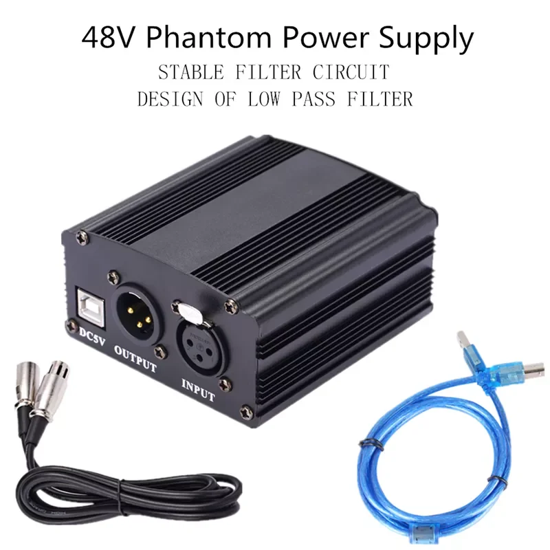 

Phantom Power Adapter XLR Cable For Condenser Microphone Studio Recording Phantom Power For BM 800 Condenser Mic