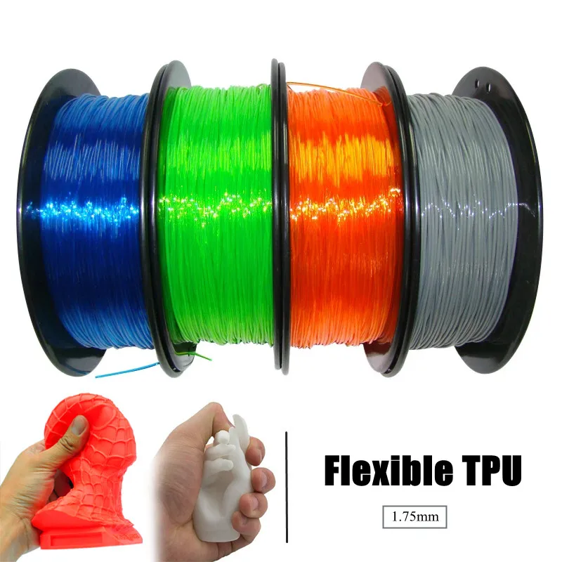 

Гибкая нить для 3D-принтера 1,75 мм, прозрачная Сублимация, термополиуретановая 3d-ручка, пластиковые материалы для печати с вакуумной упаковко...