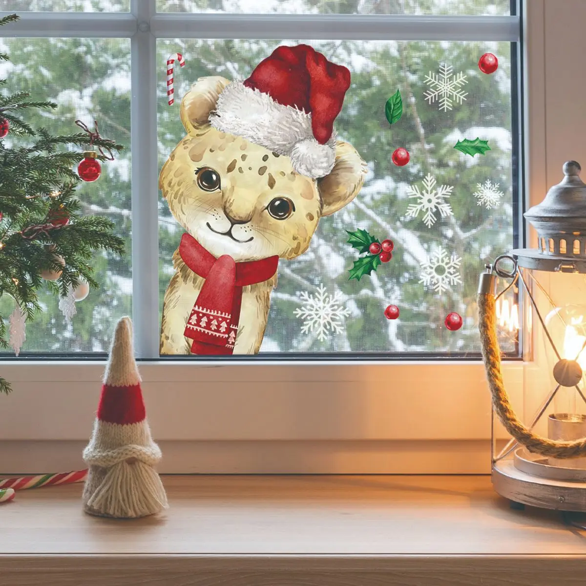 Мультяшные анимации с красной шляпой шарфами наклейки на стену стекло