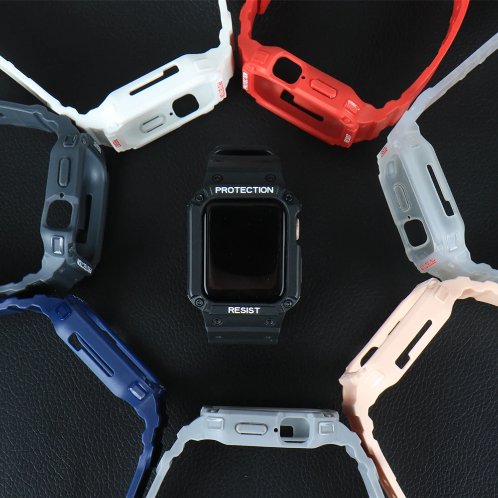 Чехол для Apple Watch Band 44 мм 45 42 40/38 ремешок часов Iwatch Series 7 6 5 4 SE защитный чехол из ТПУ