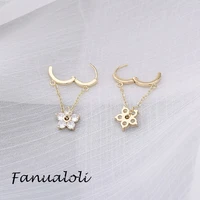fanualoli new arrivals flowers stud earrings gold sliver ear studs for woman teens diamond luxury fine jewelry fashion jewelry