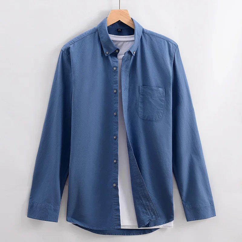 100% Cotton Oxford Long Sleeve No Fade Casual Fashion Slim Fit Mens Social Shirt