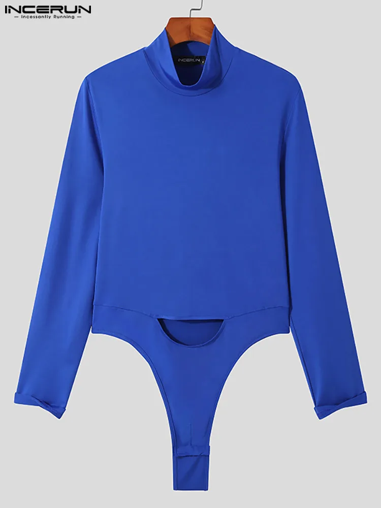 Men Sexy Comfortable Hot Sale Onesies Fashion Casual Style Male High Collar Hollow Out Long Sleeve Jumpsuits S-5XL INCERUN 2023