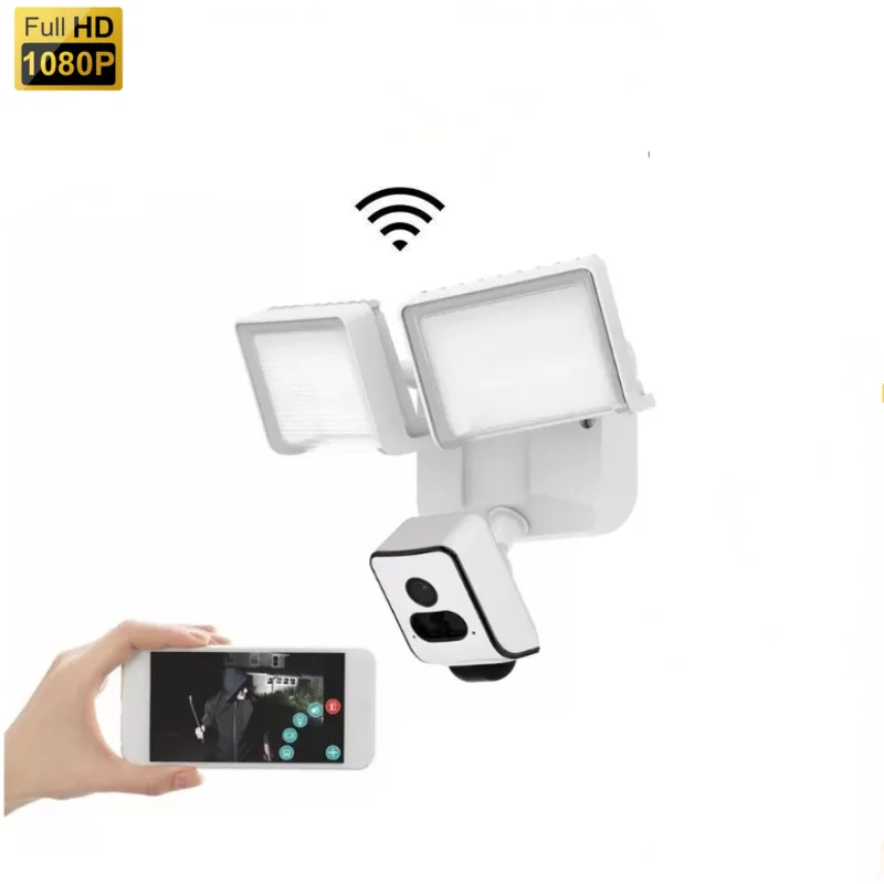 HD 1080P IP Wifi Night Vision Motion Detection Smart Home Wireless Floodlight Camera Outdoor Security Two-way Audio Camera