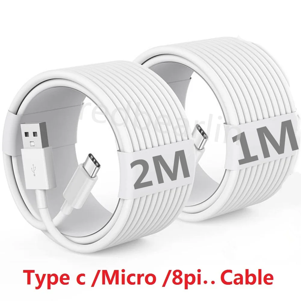 

100pcs 1M 2M 6Ft USb A to USb C Type c Micro 8pin Cables Cord line Cable For Samsung S22 S23 Xiaomi Huawei Phone 12 13 14 pro