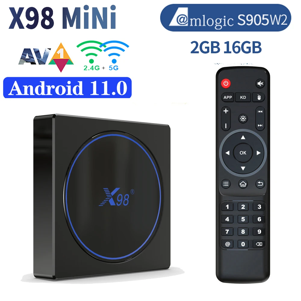 

Android 11 TV BOX X98 MINI 2GB 16GB TVBOX Amlogic S905W2 Youtube 5G Wifi Google AV1 4K Media Player Smart Set top Box PK X96MINI
