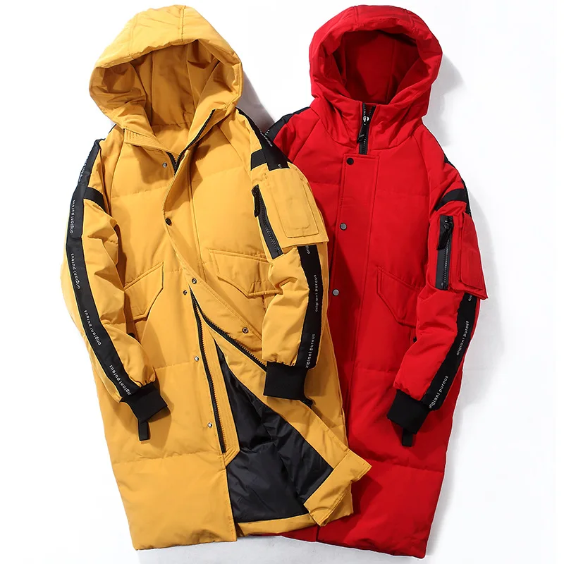 

Winter Jacket Men White Duck Down Parka Long Puffer Jacket Keep Warm Fashion Hooded Collar Windproof Down Coat Men Abrigo Hombre