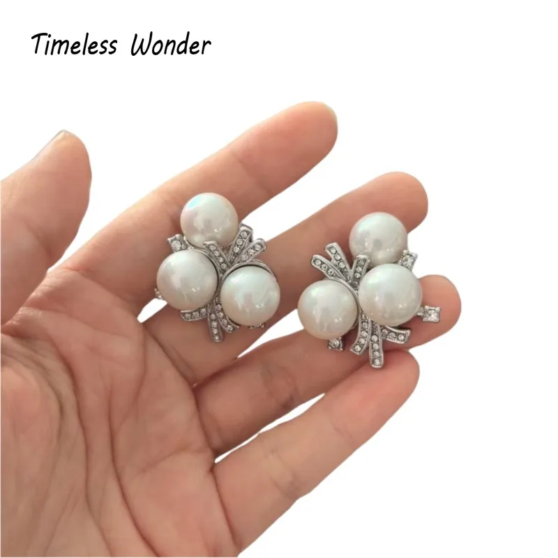 Вневременные серьги-гвоздики Wonder Fancy Zircon Glass Pearl с цветочным принтом для женщин