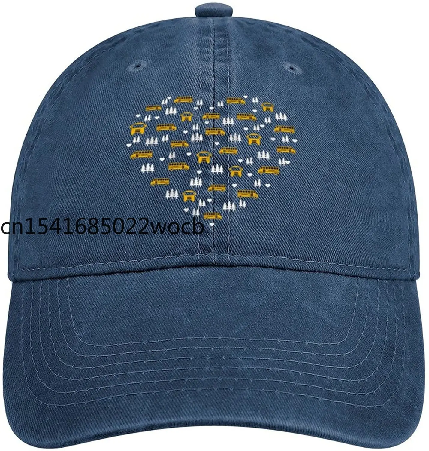 

Yellow School Bus Unisex Adult Baseball Cap Washed Cotton Denim Adjustable Dad Hat Printing Cowboy Hat