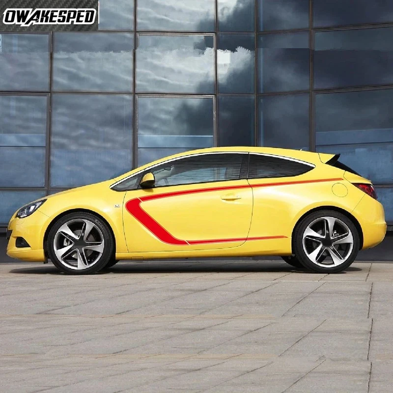 Фото Набор наклеек на боковые двери автомобиля для Opel Astra K H J GTC OPC, аксессуары для внешнего тюнинга, спортивные полосы, виниловые наклейки для самостоятельной установки №3