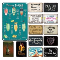 personalized prosecco bar art poster metal tin sign vintage man cave kitchen plate decorative metal plaque signs home decor