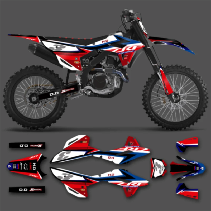 

PowerZone пользовательские графические фоновые наклейки комплект наклеек для Honda CRF450R 2021 2022 2023 CRF250R 2022 2023 2024