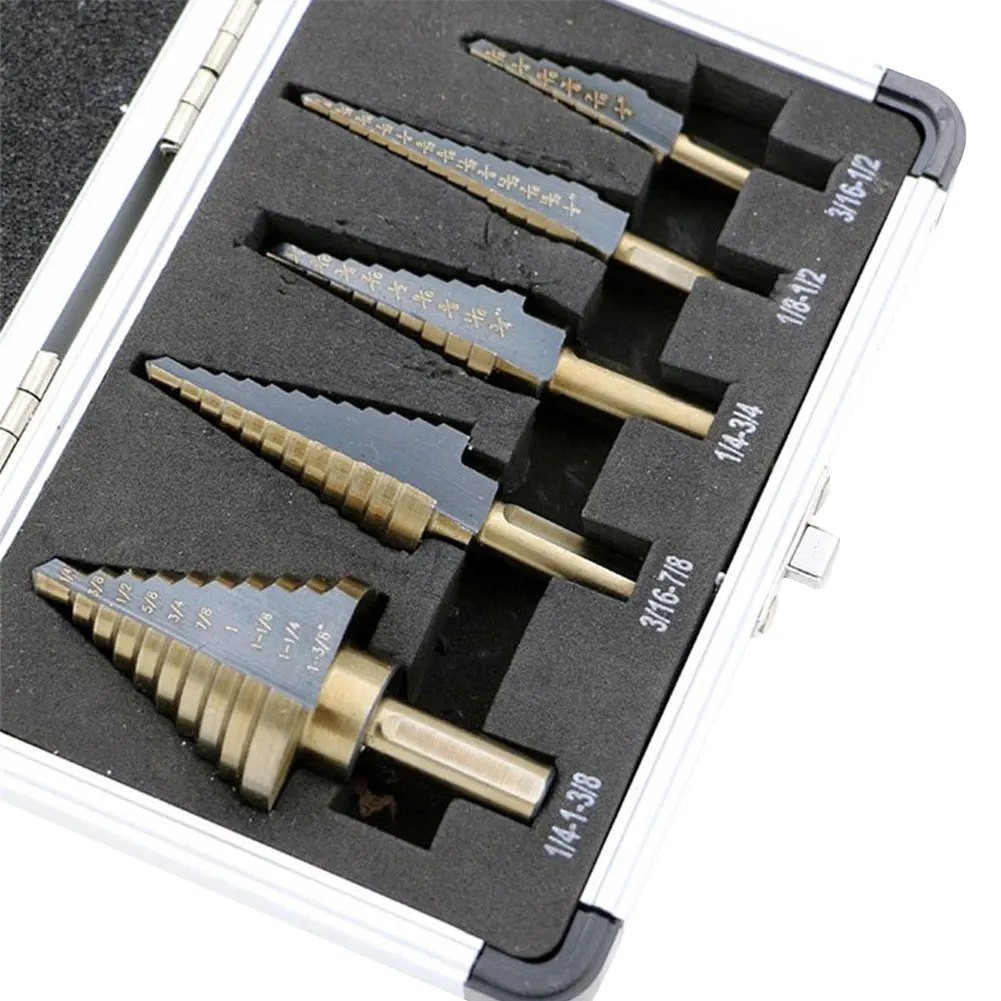 

5Pcs Step Drill Bit Set Hss Cobalt Multiple Hole 50 Sizes Cobalt Titanium Conical Carbide Drill Perforator Hole Cutter Tool