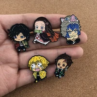 cute kimetsu no yaiba demon slayer anime lapel pins manga badges on backpack brooch gift enamel pin jewelry accessories