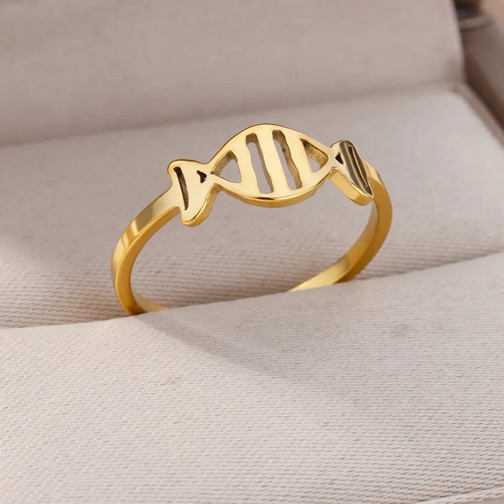 

Hollow Fish Rings For Women Men Gold Color Stainless Steel Ring Female Male Fashion Finger Jewelry Gift 2023 Trend Free Shipping